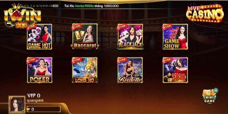 Casino Iwin sở hữu đa dạng trò chơi